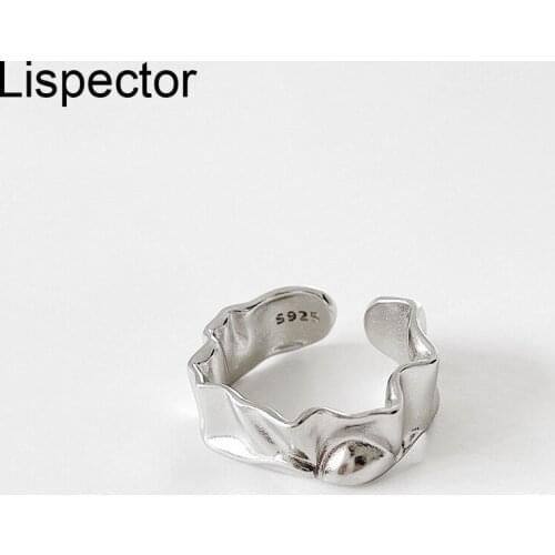 Lispector 925 Sterling Silver Irregular Matte Rings for Women Minimalist Concave Convex Ring Party Female Jewelry Gifts