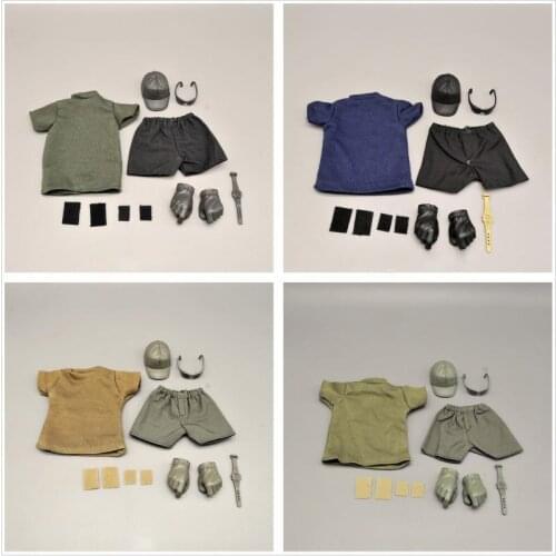 1/6 Scale Soldier Model Modern Trend Pmc T-shirt Shorts Hat Sunglasses Training Casual Diy Set 12'' Action Figure Accessories