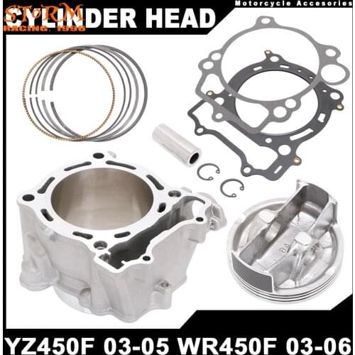 Motorcycle Cylinder Head Assembly with Gasket Pistons Set For YAMAHA YZ450F WR450F YZF450 WRF450 03-05 Engine ATV Quad Dirt Bike