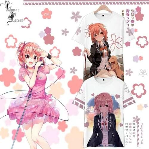 My Teen Romantic Comedy SNAFU Yui Yuigahama Printing T-shirt Summer Round Neck Short Sleeve Japanese Anime Streetwear Plus Size