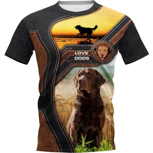CLOOCL Labrador Chocolate Men T-shirts 3D Animals Dog Printed Tops Short Sleeve Mens Clothing Personality Design Tees Oversized
