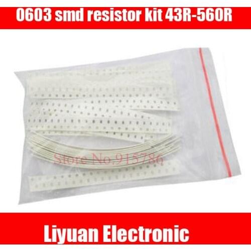 25valuesX20pcs=500pcs 0603 43R-560R SMD Resistor Kit Assorted Kit 5% component diy samples kit new and original free shipping