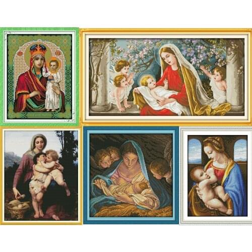 Cross Stitch Kits Madonna-and-child Printed 11ct 14ct Fabric Embroidery Home Decoration Cross Stitch Embroidery Needlework Sets