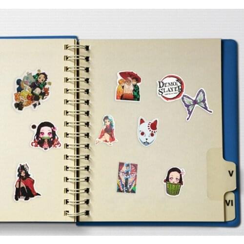 100Pcs/Pack Anime Demon Slayer Kimetsu No Yaiba Sticker Waterproof PVC Skateboard Luggage Motorcycle Guitar Kid Boy Vsco Sticker