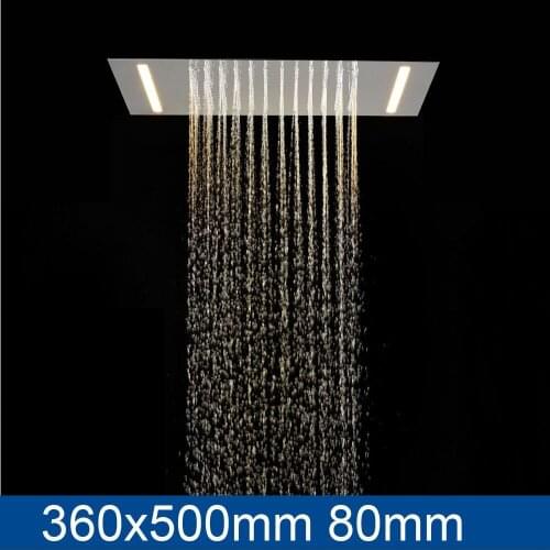 360*500mm 80mm large top shower head luxury shower nozzle with light 304 Stainless steel Wall mounted Ceiling installation