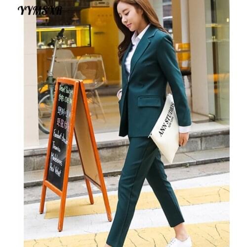 2020 New Professional Womens Pants Set Temperament Slim Solid Color Womens Jacket Blazer Womens casual trousers Two-piece