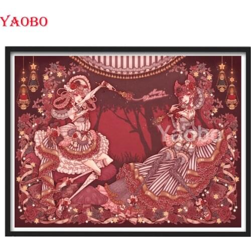 Full Square/Round Drill Diamond Painting Cross Stitch Anime Girl Flower Embroidery Diamond Art Rhinestone Mosaic Decor Gift