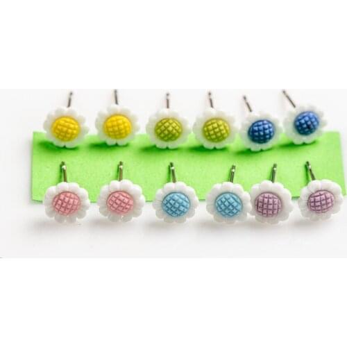 Multicolor Cute Little Chrysanthemum Ceramic Earrings Fashion Gift Ear Studs Jewelry Wholesale For Women Girl #LY436