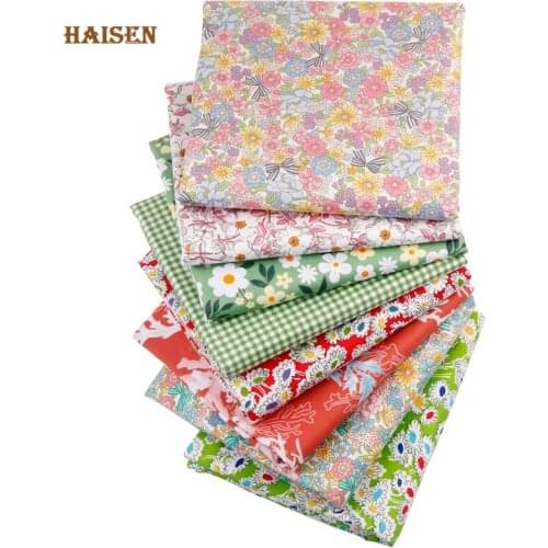 Haisen,Coral&Floral Series Meter Cloth,Printed Twill Cotton Fabric, For DIY Sewing Quilting Baby&Childrens Bed Clothes Material