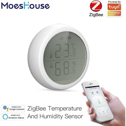 Tuya Smart ZigBee Smart Temperature And Humidity Sensor With LCD Display Battery Powered With Smart Life App Alexa Google Home