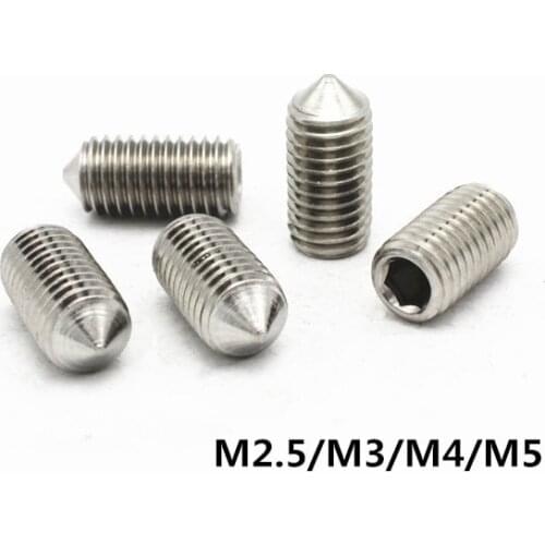 M2.5/M3/M4/M5 GB/T80 GB78 Set Screw 304 Stainless Steel Inner Hex Hexagon Socket Tapered Point Pointed End Grub Screws