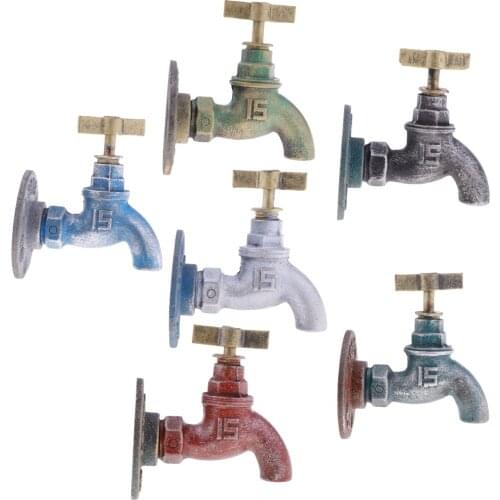 Vintage Wall Mounted Hook Retro Spigot Handle Knob Shaped Coat Robe Hook Metal Hanger for Sundries Kitchen Bathroom Home Decor