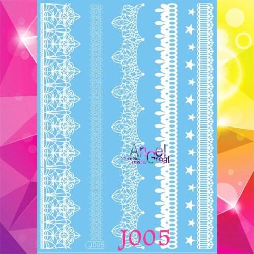 1PC Women Henna Lace Bracelets Designs Fake Water Transfer Tattoos AJ005 Women Wedding Tattoo Body Lower Arm Sleeve Tattoos Art