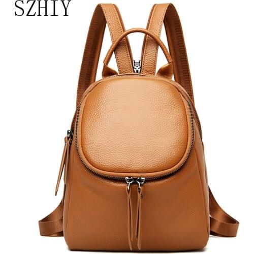 Bolsos De Marca Backpacks For Women Genuine Leather Mochila Antirrobo Mochila Mujer Cuero Plecak Szkolny Fashion Bag Small Girls