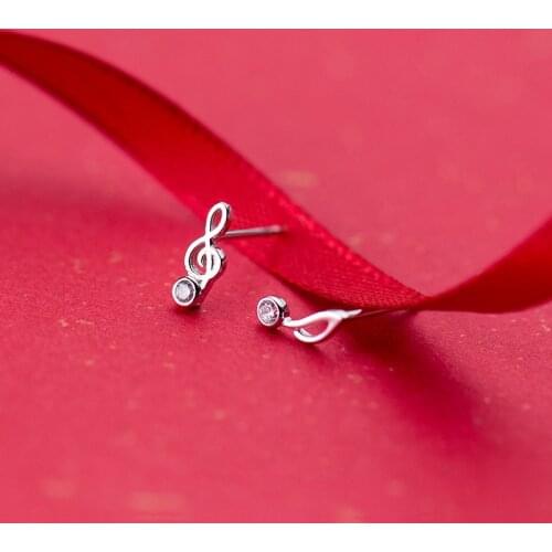 Musical Note Stud Earring For Women 2021 New Trend Asymmetry Hollow Geometry Round Crystal Zircon Ear Rings Stylish Girl Jewelry