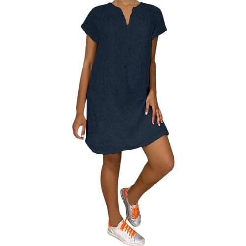 V-neck Party Dress Womens Leisure V-collar Short Sleeve Summer Dresses Loose Fashion Casual Dresses For Women Elegant Sukienka
