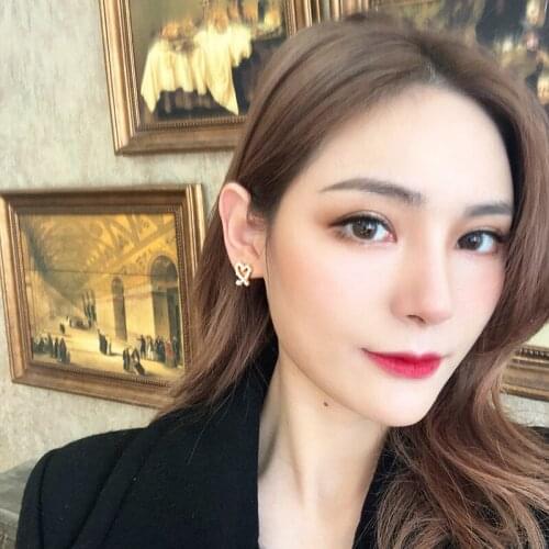 Golden Cross Heart Zircon Alloy Silver Plated Needles White Simulated Pearls Stud Earrings for Women