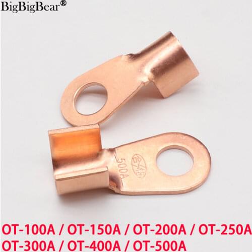 1/5pcs OT Type 100A 150A 200A 250A 300A 400A 500A Wire Terminal Red Copper Nose Lugs Crimp Open Mouth Cable End Connector Splice