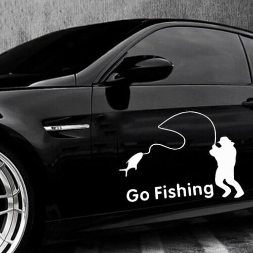 Car Stickers Go Fishing Tyling Funny Auto Vinyl Fisherman Boat Decals Waterproof Decoration Personalise Exterior Accessories 1PC