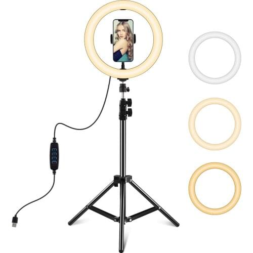 10.2 inch 26cm LED Ring Light with Light Stand Vlogging Video Light with 1.1m Tripod For YouTube Blogger Video Shooting