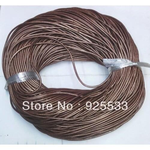 100yards/Roll Pearly Lustre Brown True cowhide Beading Cord 2mm Wire Handcraft Accessories for bracelet DIY free shiping