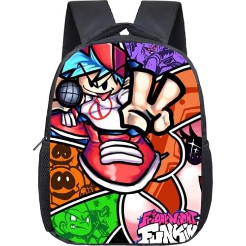 12 inch Anime Friday Night Funkin Kindergarten Backpack Children School Backpack for Girls Boys Mini Rucksack Mochila