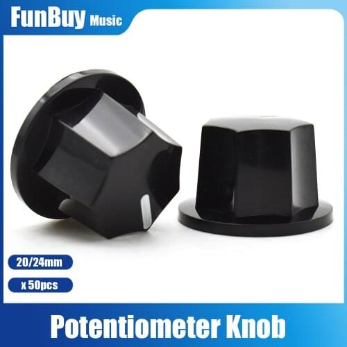 50pcs Guitar Bass Amp Volume Tone Control Knobs Plasti Black Vintage Style Jazz Bass Guitar Accessories