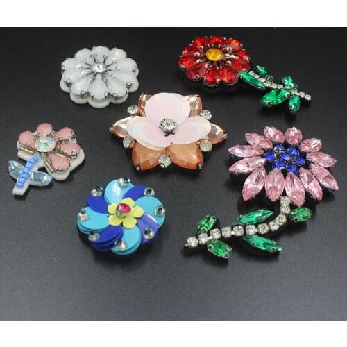 3D hand-beaded flower cloth patches fashion clothes bag DIY accessories Rhinestone sequins flower decoration applique patch
