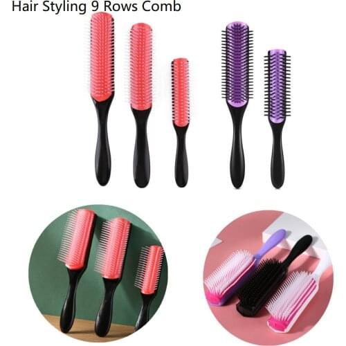 9 Row Hairdressing Comb Removable Straight Curly Styling Hair Brush Straight Curly Hair Detangling Brush Scalp Massage Hairbrush