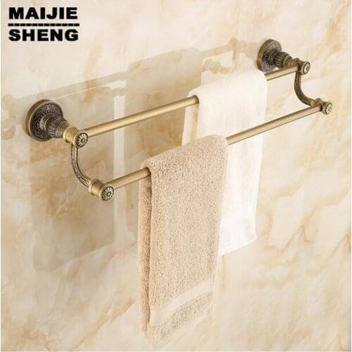 Antique Double Towel Bars 50cm towel Holder, Towel rack Solid Brass vintage double towel holder Bathroom Accessories