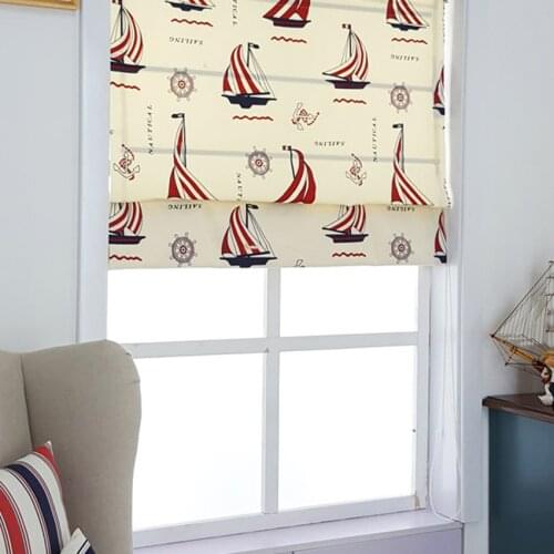Anvige Cartoon Boat Printed Roman Shade Rollor Blind Window Curtains For Living Room