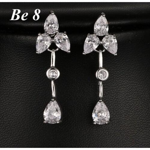 Be8 Brand New Design Shiny Cubic Zirconia Water Drop Bridal Earrings Brincos White Gold Color Earrings Girls Party Jewelry E-258