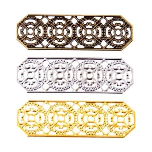Free shipping 20Pcs Flowers Filigree Wraps Connectors Metal Crafts Decoration DIY Findings 46x15mm
