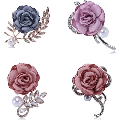 Large Wedding Flower Pin Brooch Fabric Curled Peony Pearl Brooch Decoration for Men and Women Jewelry Gift