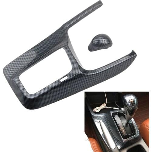 Carbon Fiber Color Gear Shift Knob Head Cover Gear Shift Box Panel Trim For Honda Civic 9th 2012-2014 AT Model