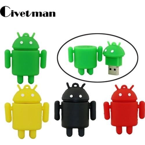 Pen Drive Cartoon Cute Android Robot USB Flash Drive 8GB 16GB 32GB 64GB 128GB 256GB Usb Memory Stick Pendrive External Storage