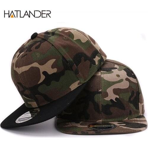 HATLANDER Camouflage snapback polyester cap blank flat camo baseball cap with no embroidery mens cap and hat for men and women