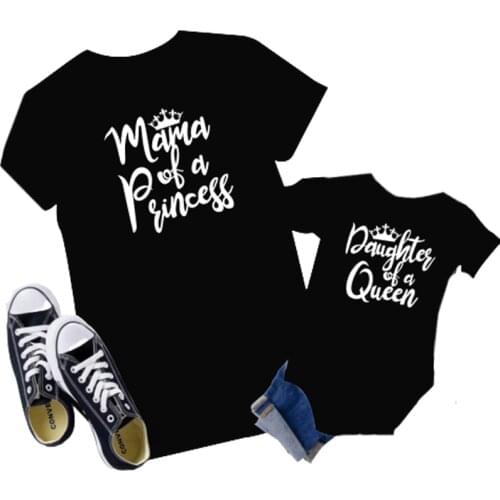 Cotton Mama and Daughter Print Mommy and Me Clothes Summer Fashion T shirt Baby Girl Clothes Family Women Mom Girl Boys T Shirt