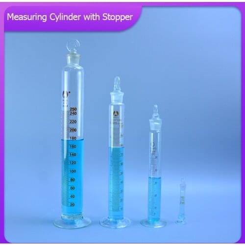 10ml/25ml/50ml/100ml Measuring Cylinder with Ground In Glass Stopper Graduation Glass Round Base Laboratory Chemistry Equipment
