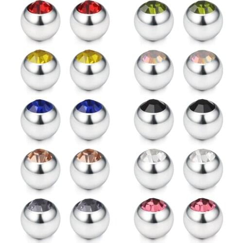 JFORYOU 60PCS 316L Surfical Steel Replacement Balls Body Jewelry Piercing Barbell Parts 14G Women Men