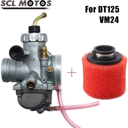SCL MOTOS 2pcs Set Carburetor+Sponge Air Filter Kit VM24 Carb DT125 Carburetor Kit For YAMAHA DT125 MIKUNI VM24 Accessories