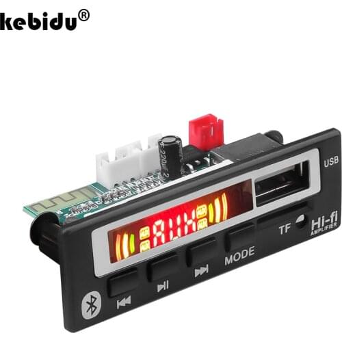 Kebidu MP3 WMA WAV Decoder Board 5V 12V Color Screen Wireless Bluetooth 5.0 Audio Module USB TF FM Radio For Car accessories