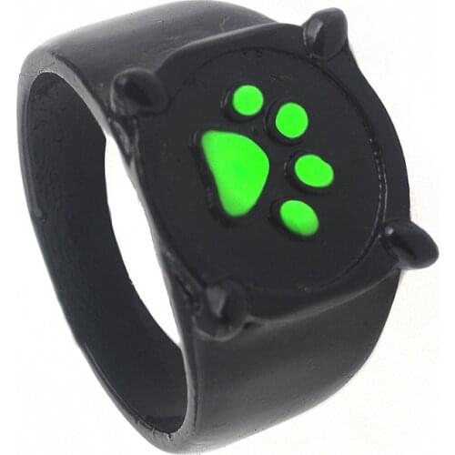 Anime Black Cat Paw Claw Ring Girl Boy Ladybug Cartoon Green Enamel Love Ring Paw Print Gothic Jewelry Party Kids Rings Gift