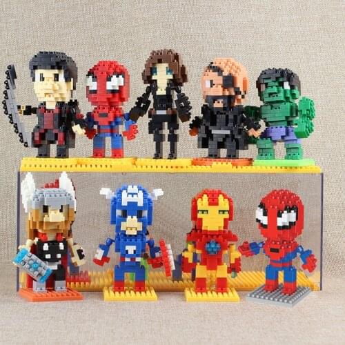 The Avengers Spider-man Building Blocks Super Hero Hulk Iron Man Diy Mini Bricks Action Figure 3d Model Toys For Childrens Gift