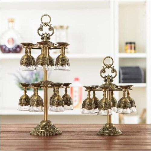 Creative 6/12 cups metal wine glasses cups barware set Goblet wine set whisky glass vaso de vidrio wisky forkitchen dining bar