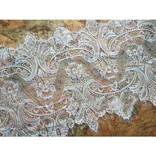 3Yards French Chantilly Lace Fabric White Black Bilateral Wedding Eyelash Lace Trim Sewing DIY Lace Accesssories Craft