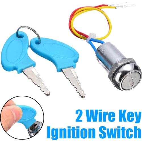 Mayitr 1pc 2 Wire Key Ignition Switch 210x18mm Motorcycle Lock Switches with 2 Keys for Motor Go Kart Scooter Electric Bike