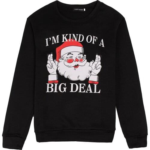 Fashion New Christmas Fashion Santa Claus Loose Hoodies Cotton Long Sleeve Printing Thickening Hoodies