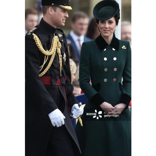 New Kate Middleton Princess Wool Coat Green Warm Double Breasted Winter Coat