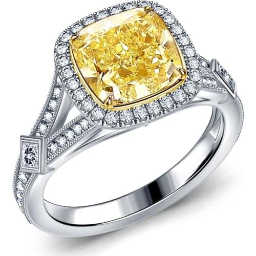 Dazzling Big Yellow Square zircon Women Ring High Quality Bridal Wedding Ceremony Party Rings Simple Classic Design Fine Gifts